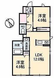 アプリコット3 2LDKの間取図画像