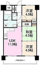 花房住宅国分寺賃貸マンション 3LDKの間取図画像