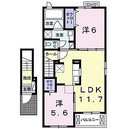 ポートレーゼ綾川C 2LDKの間取図画像