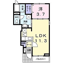 メゾン・ポプラ 1LDKの間取図画像