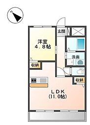 フリージア木太 1LDKの間取図画像