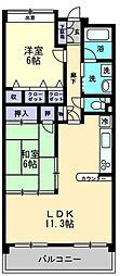 クレール2 2LDKの間取図画像