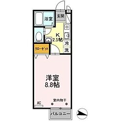 セジュール・栗林南 1Kの間取図画像