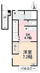 高松市太田上町アパート 1DKの間取図画像