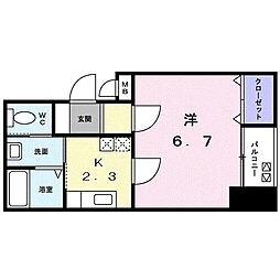 グレース栗林 1Kの間取図画像