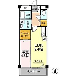 フォレスト林町 1LDKの間取図画像