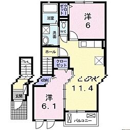 ディス・リヴィエール 2LDKの間取図画像