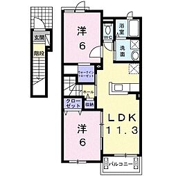 クラール元山B 2LDKの間取図画像