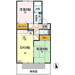 パストラルみまやA棟 2DKの間取図画像