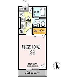アイコート 1Kの間取図画像