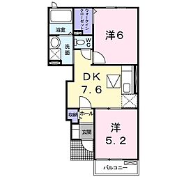 アルドーレ1 2DKの間取図画像