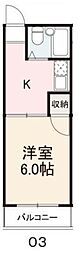 シーパレス浜ノ町 1Kの間取図画像