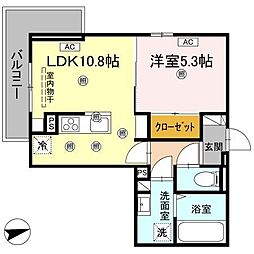 高松市本町アパート 1LDKの間取図画像