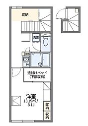 レオパレスダンダンめぐみ 1Kの間取図画像