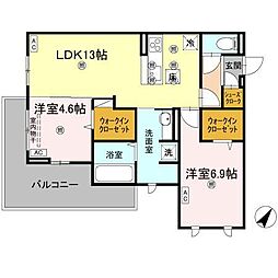 リエートパーク 2LDKの間取図画像