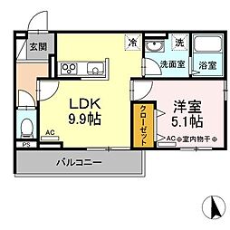 ユニヴェールD 1LDKの間取図画像