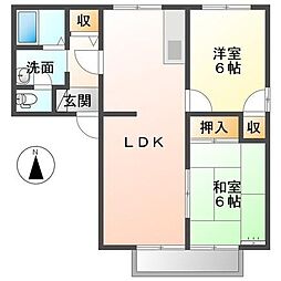 フレグランス前田A棟 2LDKの間取図画像
