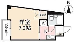 プチメゾン栗林 1Kの間取図画像