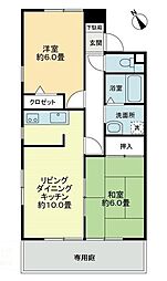 タートルハイツＡ 1階2LDKの間取り