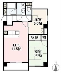 プレアール香西 2LDKの間取図画像
