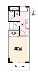富士ソレイユ 1Kの間取図画像