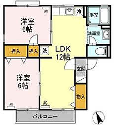 宮脇ハイツ 2LDKの間取図画像