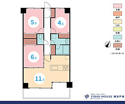 日吉壱号館ダイヤモンドマンション 3LDKの間取図画像