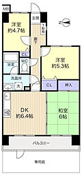 朝日パリオ津田沼 3DKの間取図画像