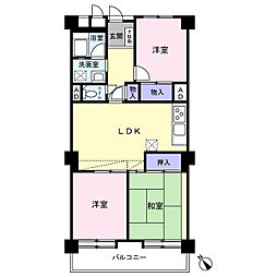ソフトタウン谷津遊園1号棟 3LDKの間取図画像