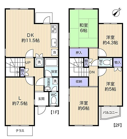 専有面積約98.72?の4LDK。部屋数が豊富で用途に応じた使い分けが可能です