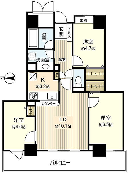 専有面積約65.63?の3LDK