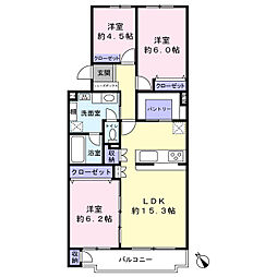 フジタ津田沼マンション 3LDKの間取図画像