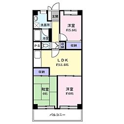 ソフトタウン谷津遊園3号棟 3LDKの間取図画像