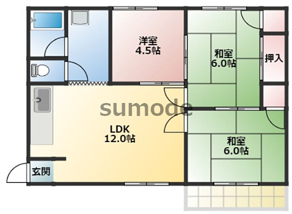 アテイン高槻石津 ｜大阪府高槻市宮之川原3丁目(賃貸マンション3LDK・2階・60.00㎡)の写真 その2