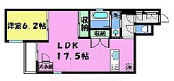 ヴィラスタジオーネ御所南 1LDKの間取図画像