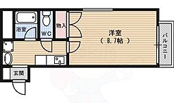 京都市営烏丸線 四条駅 徒歩3分の賃貸マンション 5階1Kの間取り