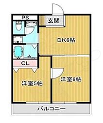 阪急京都本線 西京極駅 バス10分 梅津段町下車 徒歩1分の賃貸マンション 3階2DKの間取り