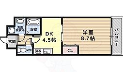 阪急京都本線 西京極駅 徒歩5分の賃貸マンション 2階1DKの間取り