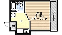 ラルン柏野 4階ワンルームの間取り