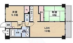 JR東海道・山陽本線 西大路駅 徒歩9分の賃貸マンション 1階2LDKの間取り