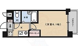 京都市営烏丸線 四条駅 徒歩5分の賃貸マンション 2階1Kの間取り