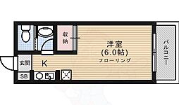 大徳寺温泉マンション 2階1Kの間取り