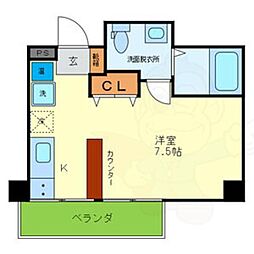 京福電気鉄道北野線 常盤駅 徒歩2分の賃貸マンション 3階ワンルームの間取り