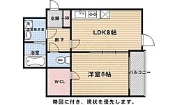 阪急京都本線 西院駅 徒歩7分の賃貸マンション 2階1LDKの間取り