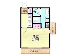 阪急京都本線 西院駅 徒歩8分の賃貸マンション 5階1Kの間取り