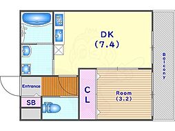 京都地下鉄東西線 太秦天神川駅 徒歩10分の賃貸アパート 3階1LDKの間取り