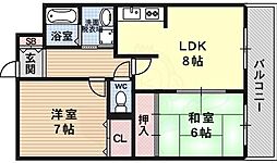 カサデ高ノ手 2LDKの間取図画像