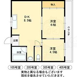 メーゾンヴィオレット 2DKの間取図画像