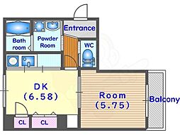 朱雀館 1DKの間取図画像