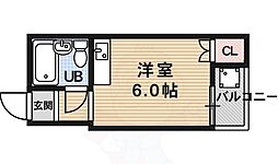 JR山陰本線 嵯峨嵐山駅 徒歩7分の賃貸マンション 4階1Kの間取り